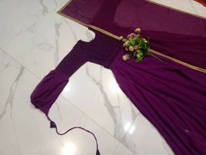 Elegant Purple Anarkali with Dupatta