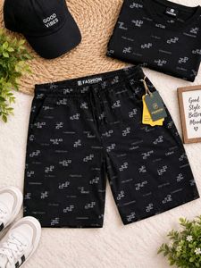 Men's Printed Black Shorts