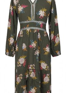 Floral Print V-Neck Midi Dress