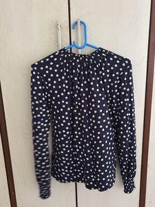Navy Polka Dot Blouse