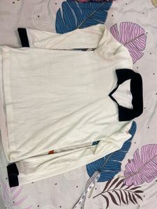 Ribbed Knit Collared Sweater