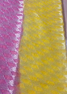 fix rate beautiful yellow and pink banarasi sari