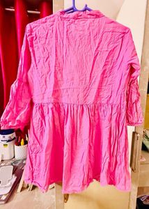 Pink Embroidered Cotton Kurta for Women