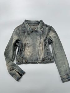 Washed Denim Moto Jacket