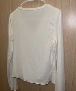 White Long Sleeve Henley Top