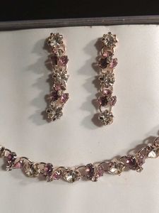 Elegant purple Stone Necklace &amp; Earrings Set