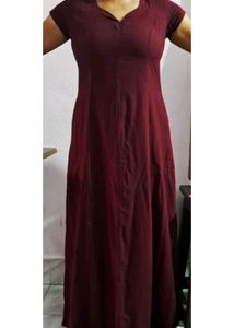 Maroon night Gown with two pockets