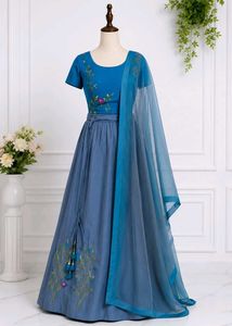 Blue Embroidered Lehenga Choli Set