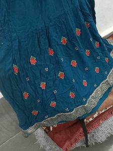 Elegant Teal Embroidered Anarkali Gown