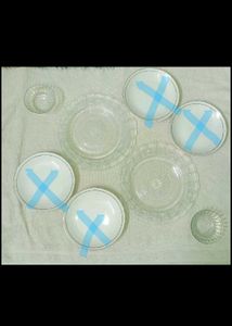 2 clear glass plate and bowl set