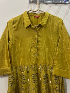 Mustard Yellow Kurta with Embellishments