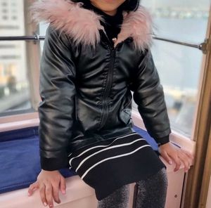 Black Faux Leather Hooded Jacket