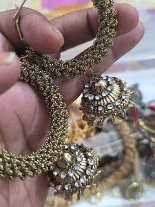 Elegant Jhumka Earrings with Stones