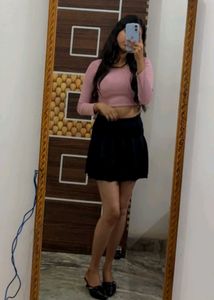 Black Pleated Mini Skirt