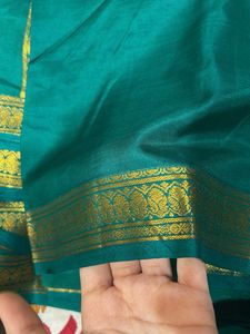 Elegant Teal Saree with Gold Border