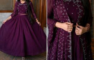 hand work 4 piece wine colour dress