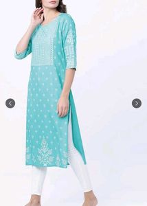 Vishuddh Turquoise Motif printed kurta