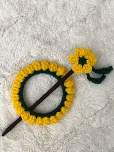 Handmade Crochet Sunflower Scarf Ring