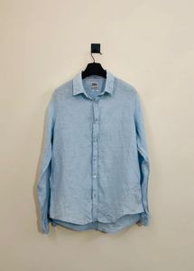 Zara Men's Light Blue Linen Shirt