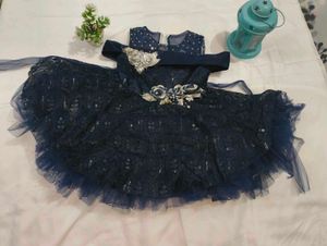 Elegant Navy Blue Girls' Party Dress