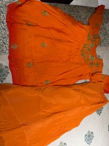 Orange Embroidered Kurta