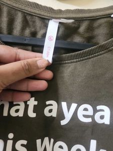 Olive Green Graphic Print T-Shirt