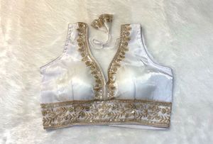 Elegant White & Gold Blouse