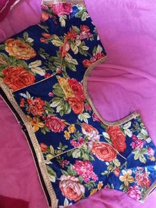 Floral Print Blouse with Golden Border