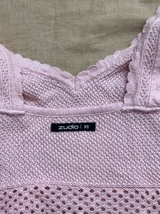 Pink Knit Cropped Tank Top