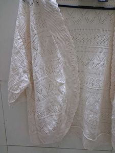 white crochet shrug