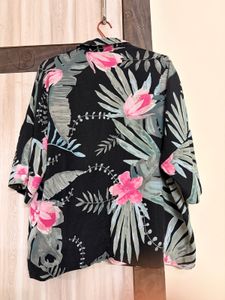 UNISEX Stylish Black Tropical Print Shirt