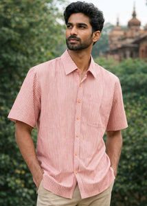 Striped Casual Shirt red white
