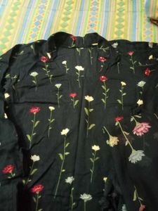 Black Floral Kurti Set