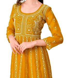 Mustard Yellow Embroidered Kurta