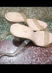 Clear Strap Block Heel Sandals