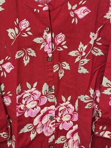 Red Floral Print Top