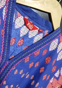 Blue Printed Cotton Kurti For Girl &amp; Woman 42 Bust