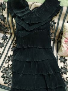 Black Tiered Ruffle Gown