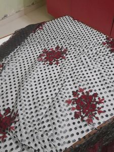 Polka Dots Saree.Party Wear.Stiched Blouse.Superb Maroon Colour.No Flaws