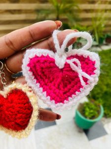 Handmade Crochet Heart Keychains