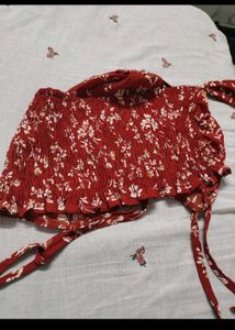 Red Floral Off-Shoulder Crop Top