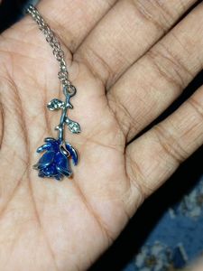 Blue Rose Pendant Necklace