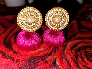 Pink Silk Thread Earring