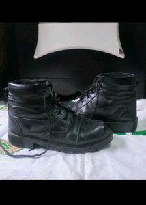 2 pair Black Leather Lace-Up Boots