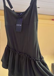 Olive Green Mini Dress - Shein