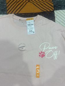 Pink "Paws Off!" Graphic T-Shirt