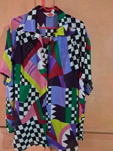 Vibrant Abstract Print Short Sleeve Shirt