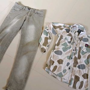 Men's Camo Shirt & Grey Jeans Set
