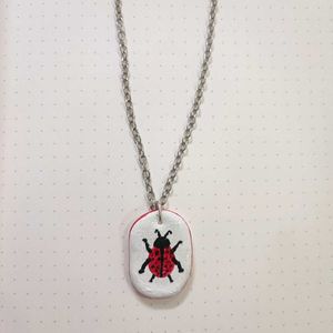 Boho Ladybug Necklace 𖦹 *٭  𓆣 🐞🪵𓆣٭ * 𖦹