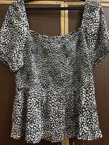 Stylish Black & White Smocked Top